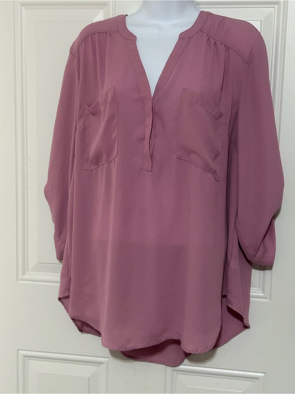 torrid Dusty Rose Split-Neck Blouse